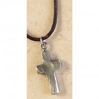 2pk -Necklace Brown Leather Cord Cross (Pack of 2)