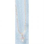 Necklace Cloisonne Cross 13 Inch Chain, Baby Pink
