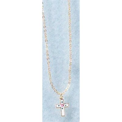 Necklace Cloisonne Cross 13 Inch Chain, Baby Pink - 714611115670 - 32-0905F