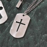 Necklace Dog tag/Nail Cross Pewter 24 inch Stainless Chain