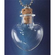 Necklace Glass Heart Bottle 24 Inch Bead Chain Pack of 2