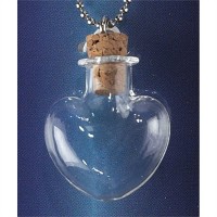 2pk -Necklace Glass Heart Bottle 24 Inch Bead Chain (Pack of 2) 2pk -Necklace Glass Heart Bottle 24 Inch Bead Chain (Pack of 2)