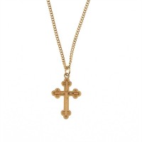 Necklace Gold Plated Budded Cross 18 Inch Chain Dbox