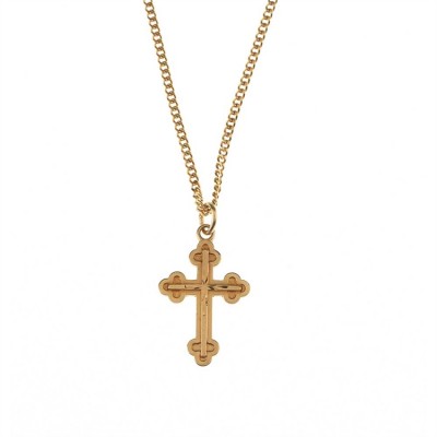 Necklace Gold Plated Budded Cross 18 Inch Chain Dbox - 714611177951 - 36-8536P