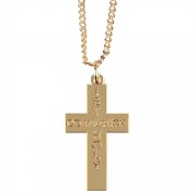 4pk -Necklace Gold Plated Cross First Holy Communion w/Chain (Pack of 4)