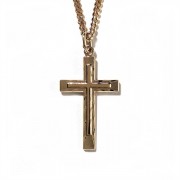 Necklace Gold Plated Double Etch Cross Gold 24 Inch Chain