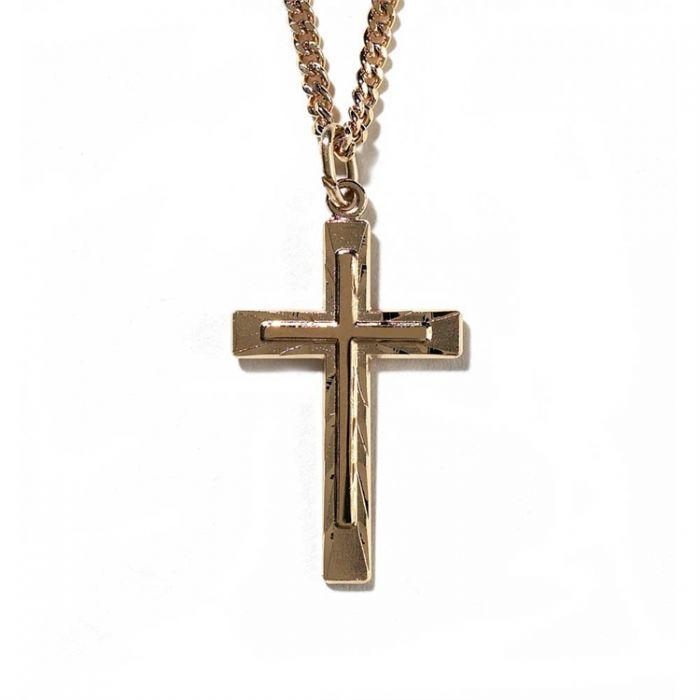 Necklaces : Necklace Gold Plated Double Etch Cross Gold 24 ...
