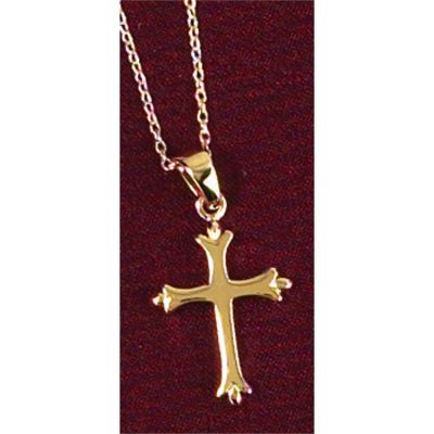 Necklace Gold Plated Fleuree Cross, 18 Inch Chain - 714611137627 - 73-1446P