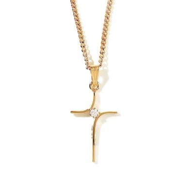 Necklace Gold Plated Floating Cross 18 Inch Deluxe Box - 714611136330 - 36-1508P