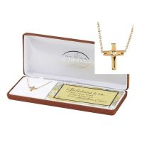 Necklace Gold Plated Galatians 6:14 Cross /CZ 18 Inch Chain