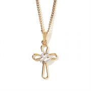 Necklace Gold Plated Small Open Petal Cross/Silver Plated Dove
