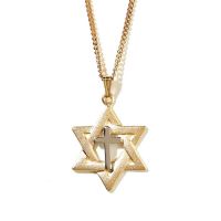 Necklace Gold Plated Star David/Silver Plated Cross 18 Inch Chain