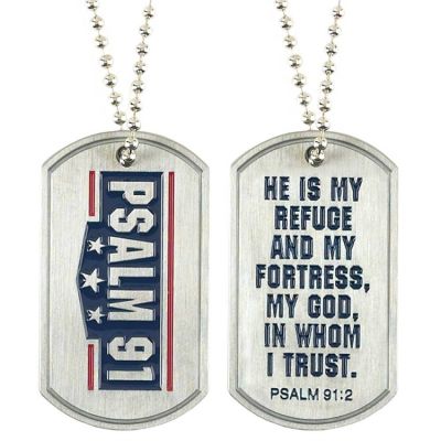 Necklace He Is My Refuge Psalm 91, 24 inches Ball Chain 4pk - 603799561297 - J-446