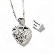 Necklace Heart Locket, Silver Plated Deluxe Gift Box 24 Inch Chain