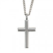 Necklace Large Box Chrome Cross, 20 Inch