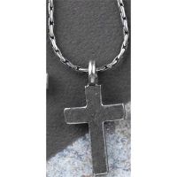 Necklace Large Box Cross Satin Pewter, Deluxe Box