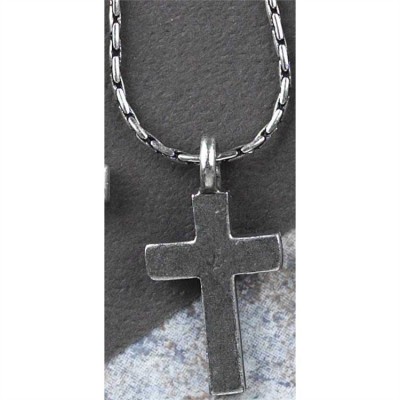 Necklace Large Box Cross Satin Pewter, Deluxe Box - 714611093756 - 32-5394