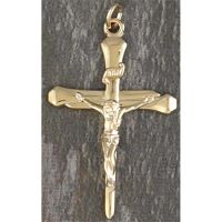 Necklace Large Crucifix Gold Plated Nail Cross 24 Inch Chain