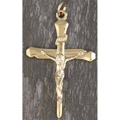 Necklace Large Crucifix Gold Plated Nail Cross 24 Inch Chain - 714611136880 - 36-8828P