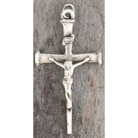 Necklace Large Crucifix Silver Plated Oxide Nail Cross 24 Inch
