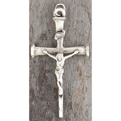 Necklace Large Crucifix Silver Plated Oxide Nail Cross 24 Inch - 714611136699 - 36-8337P