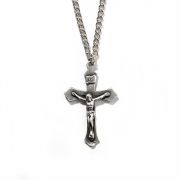 Necklace Large Pewter Flare Crucifix 21 Inch