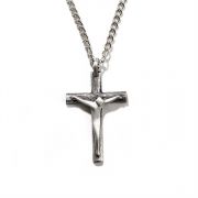 Necklace Large Pewter Modern Crucifix 21 Inch