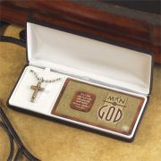 Necklace Man of God/Pewter/Brass Cross 20 inch Bead Chain