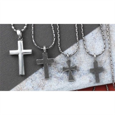Necklace Medium 3d Cross Pewter Satin, Deluxe Box - 714611093701 - 32-5389