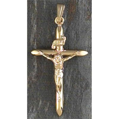 Necklace Medium Crucifix Gold Plated Bar Cross 18 Inch - 714611136873 - 36-8734P