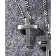 Necklace Medium Pewter Bowed Cross, Deluxe Box