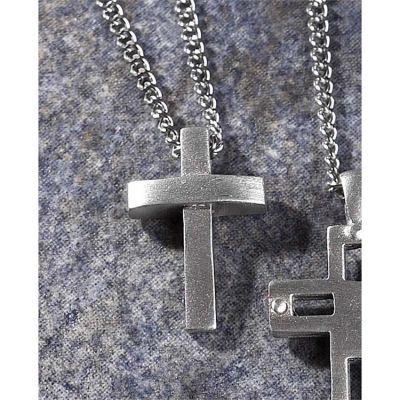 Necklace Medium Pewter Bowed Cross, Deluxe Box - 714611110040 - 32-5478