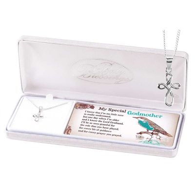 Necklace My Special Godmother Silver Plated Open Round Cross Chain - 603799084574 - 73-7581P