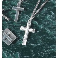 Necklace Pewter 1 5 Inch Double Cross/20 Inch Deluxe Box