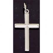 Necklace Pewter Beveled Cross, with Chain