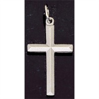 Necklace Pewter Beveled Cross, with Chain
