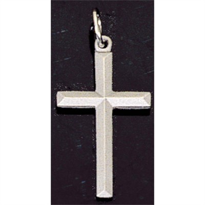 Necklace Pewter Beveled Cross, with Chain - 714611022251 - 37-9411