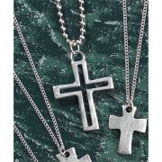 Necklace Pewter Box Cross 24 Inch Chain Deluxe Box