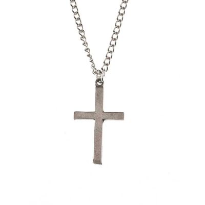 Necklace Pewter Box Cross 24 Inch Chain Gift Box - 714611175582 - 32-6321