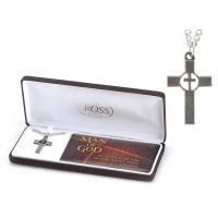 Necklace Pewter Box Cross/Cutout Cross 24 Inch