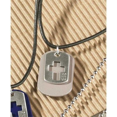 Necklace Pewter/Brown John 3:16 Dog tag 20 Inch Pack of 2 - 714611122517 - 31-8003F