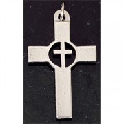 Necklace Pewter Circle Cross, 24 Inch Chain Deluxe Gift Box