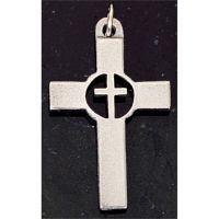 Necklace Pewter Circle Cross, 24 Inch Chain Deluxe Gift Box