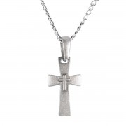 Necklace Pewter Cross, 21 Inch Scroll Chain