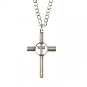 Necklace Pewter Cross/Cutout Cross 24 Inch Chain