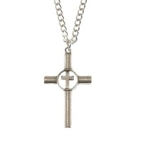 Necklace Pewter Cross/Cutout Cross 24 Inch Chain
