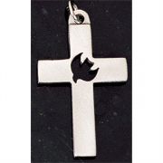 Necklace Pewter Cross /Dove Inlay w/Chain Gift Box