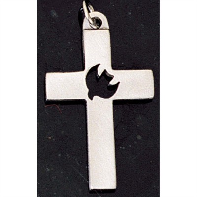 Necklace Pewter Cross /Dove Inlay w/Chain Gift Box - 714611022220 - 37-9111