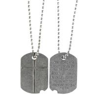 Necklace Pewter Dog tag/Cross 21 Inch Bead Chain (Pack of 2)