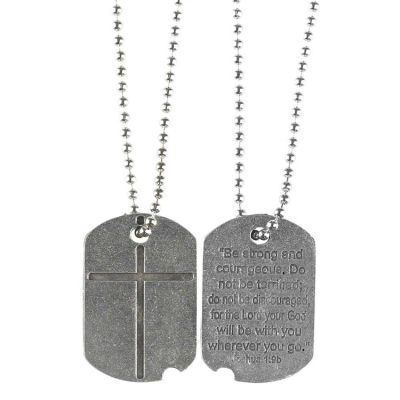 Necklace Pewter Dog tag/Cross 21 Inch Bead Chain (Pack of 2) - 603799112215 - 32-1226